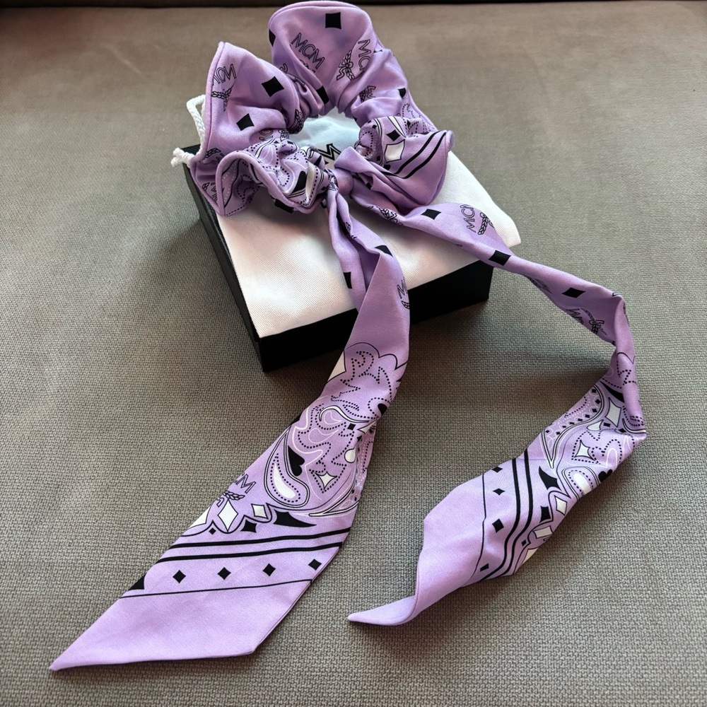MCM Purple Silk Hair Scrunchie